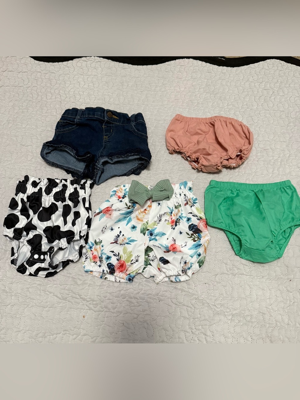 3-6 month girl shorts bundle denim and floral shorts bloomers